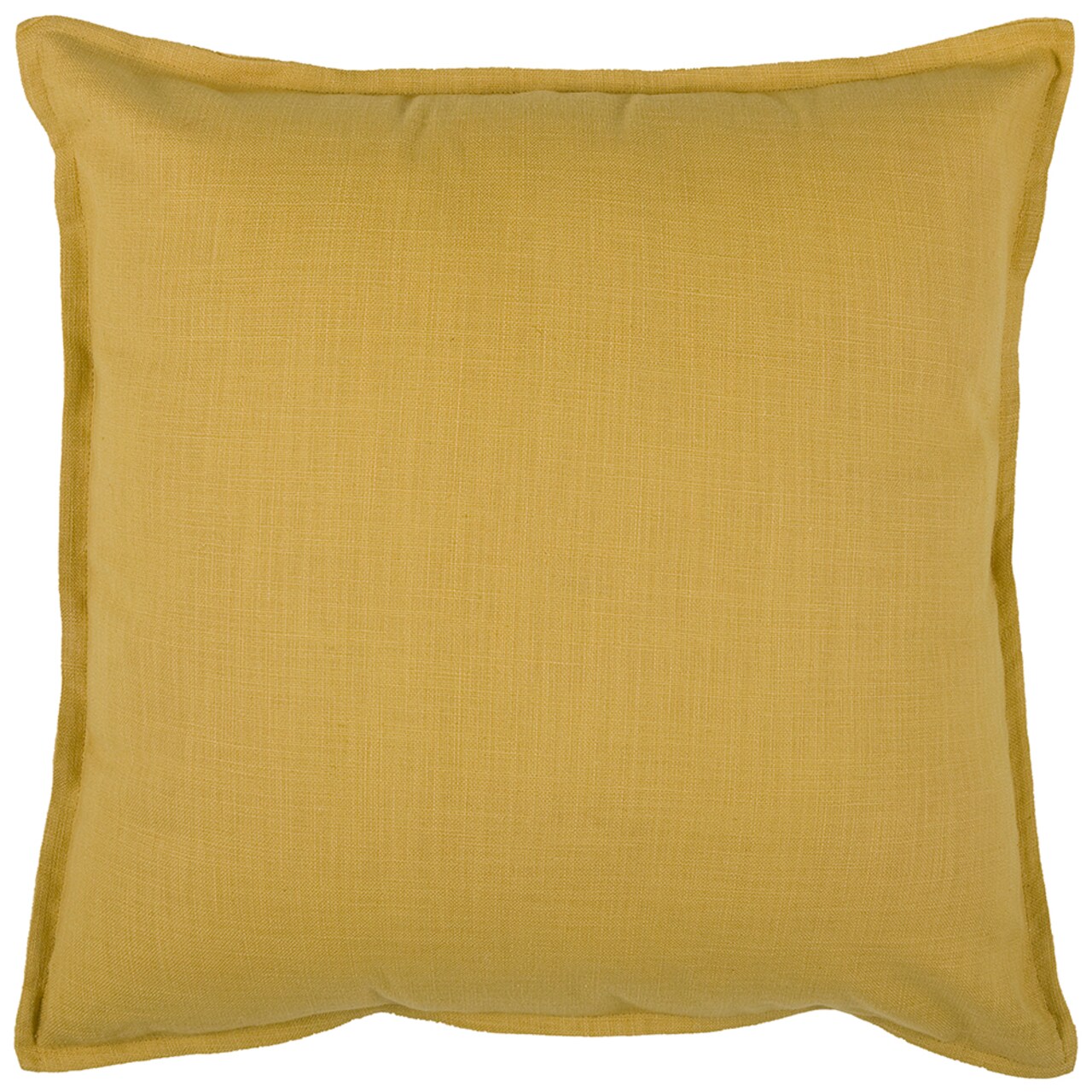 20 In. X 20 In. Yellow Decorative Pillow With Self Flange Detail